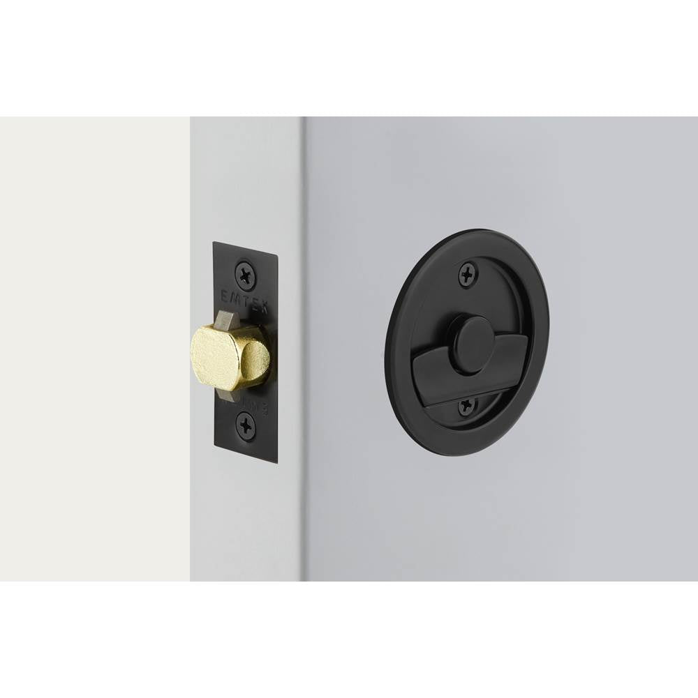 Emtek - Round Tubular Pocket Door Privacy, US19 - Flat Black
