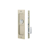 Emtek - Keyed, Sandcast Bronze, Rustic Modern Rectangular Pocket Door Mortise Lock, TWB - Tumbled White Bronze