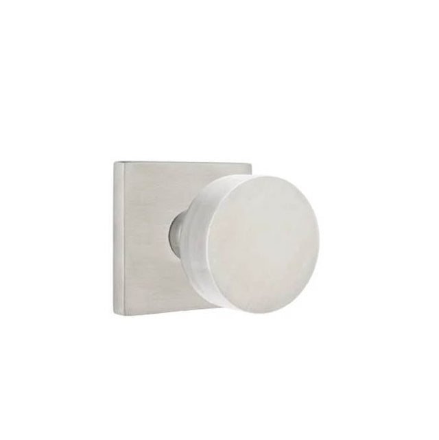 Emtek - Concealed, Privacy, Stainless Steel Square Rosette, Stainless Steel Round Knob, SS - Brushed Stainless Steel
