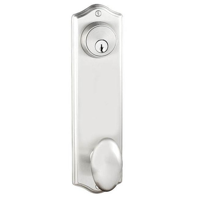 Emtek - Passage Double Keyed, Sideplate Locksets Colonial 5-1/2, Athena Lever, LH, US3NL - Unlacquered Brass