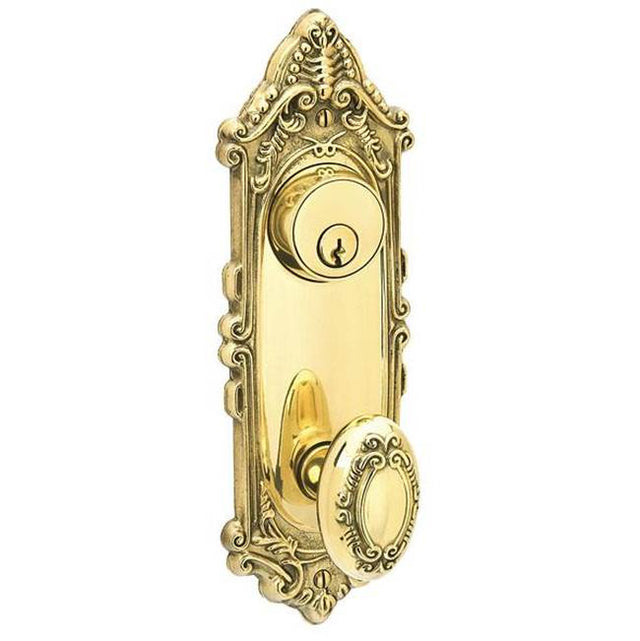 Emtek - Passage Single Keyed, Sideplate Locksets Victoria 3-5/8'' Center to Center Keyed, Santa Fe Lever, RH, US7 - French Antique