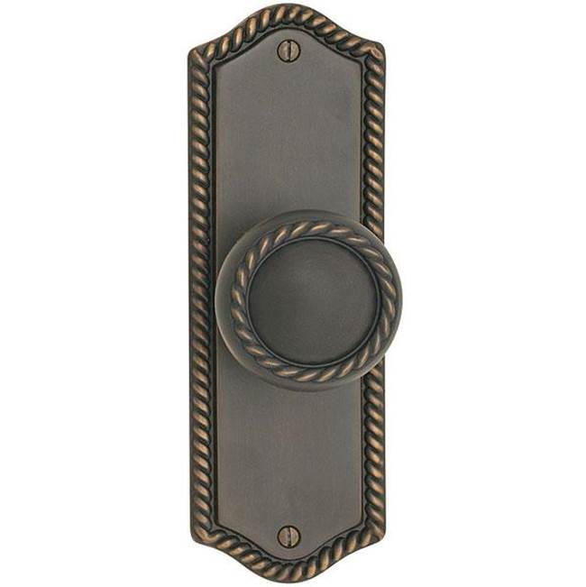 Emtek - Dummy Pair, Sideplate Locksets Rope Non-Keyed 7-1/2, Georgetown Knob, US3NL - Unlacquered Brass