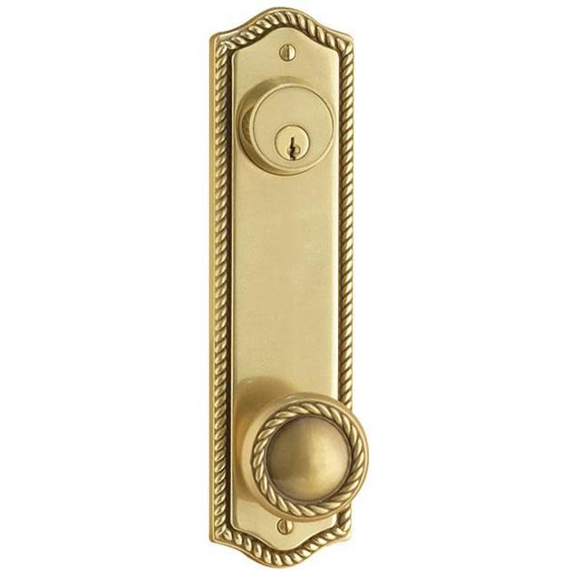 Emtek - Passage Single Keyed, Sideplate Locksets Rope 5-1/2, Wembley Lever, RH, US3NL - Unlacquered Brass