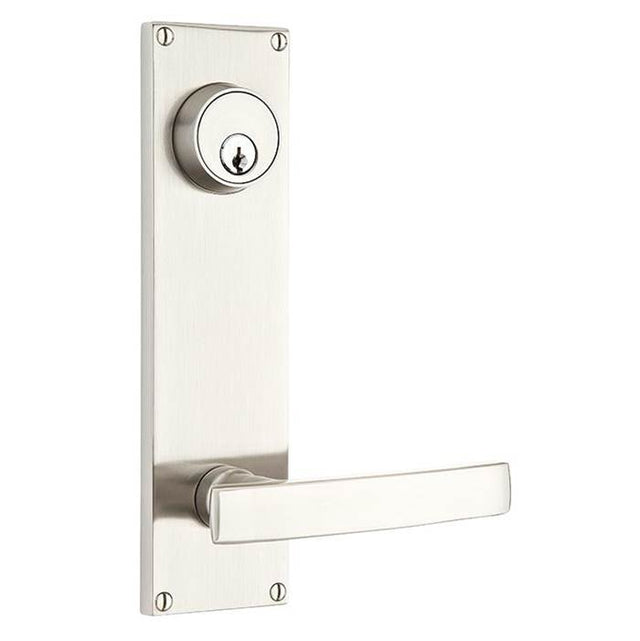 Emtek - Passage Double Keyed, Sideplate Locksets Modern 5-1/2, Geneva Lever, LH, US3NL - Unlacquered Brass