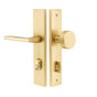 Emtek - Entry Dum, Stretto, 10'' Plt, Freestone Square Knob, US14 - Polished Nickel