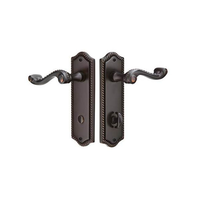 Emtek - Rope Sideplate Lockset, Thumbturn Privacy, Non-Keyed, Freestone Square Knob, US3NL - Unlacquered Brass