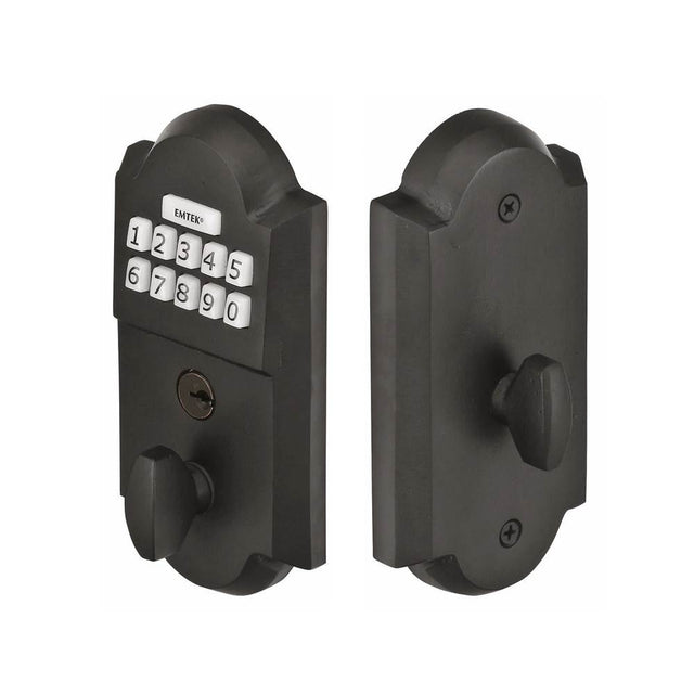 Emtek - Emtek Keypad Deadbolt, Flat Black - Flat Black Bronze Patina