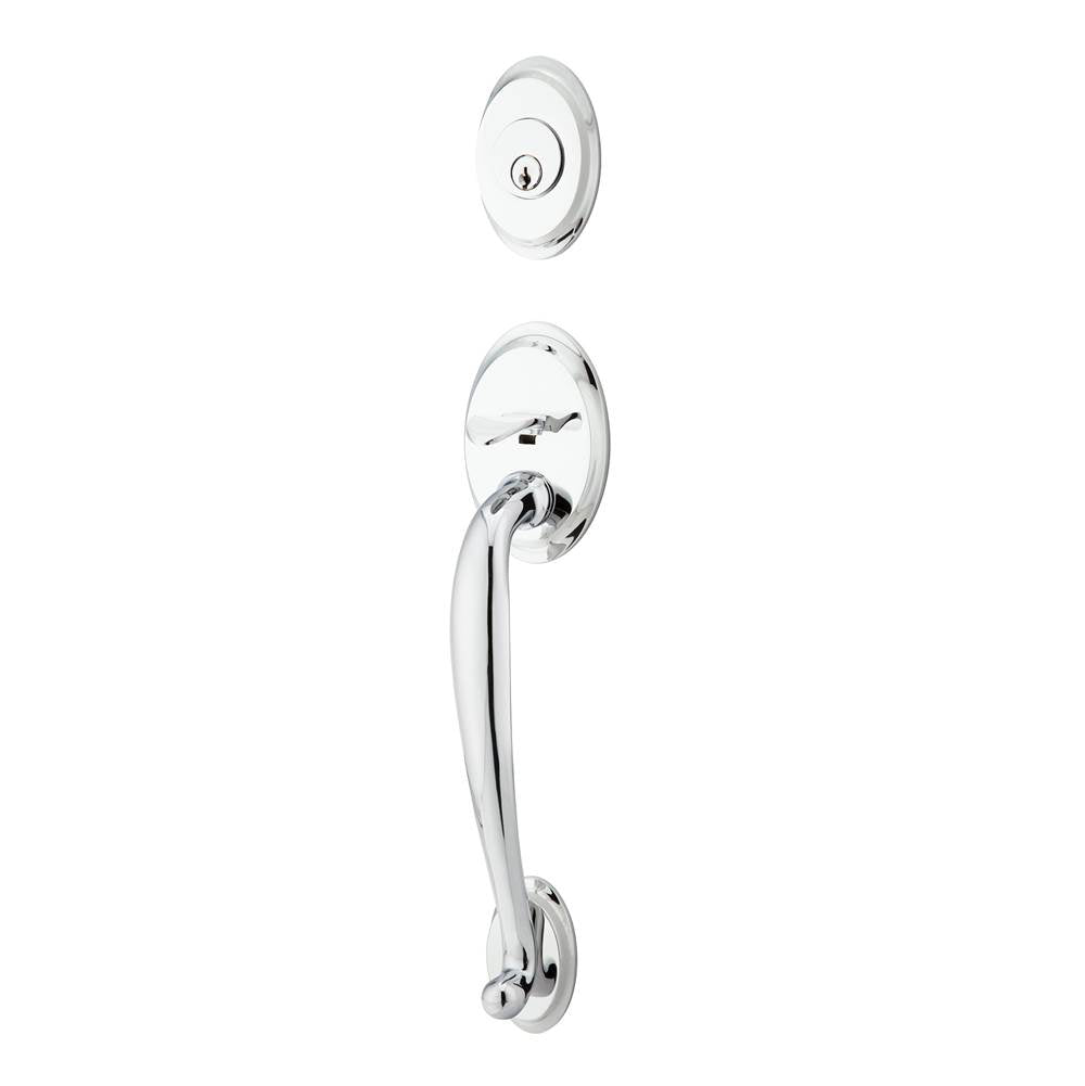 Emtek - Sgl Cyl, Saratoga Tub Ent, Argos Lever, LH, US26 - Polished Chrome