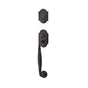 Emtek - Sgl Cyl, Sectional with Normandy Grip Tub Ent, Jamestown Knob, FBS - Flat Black Steel