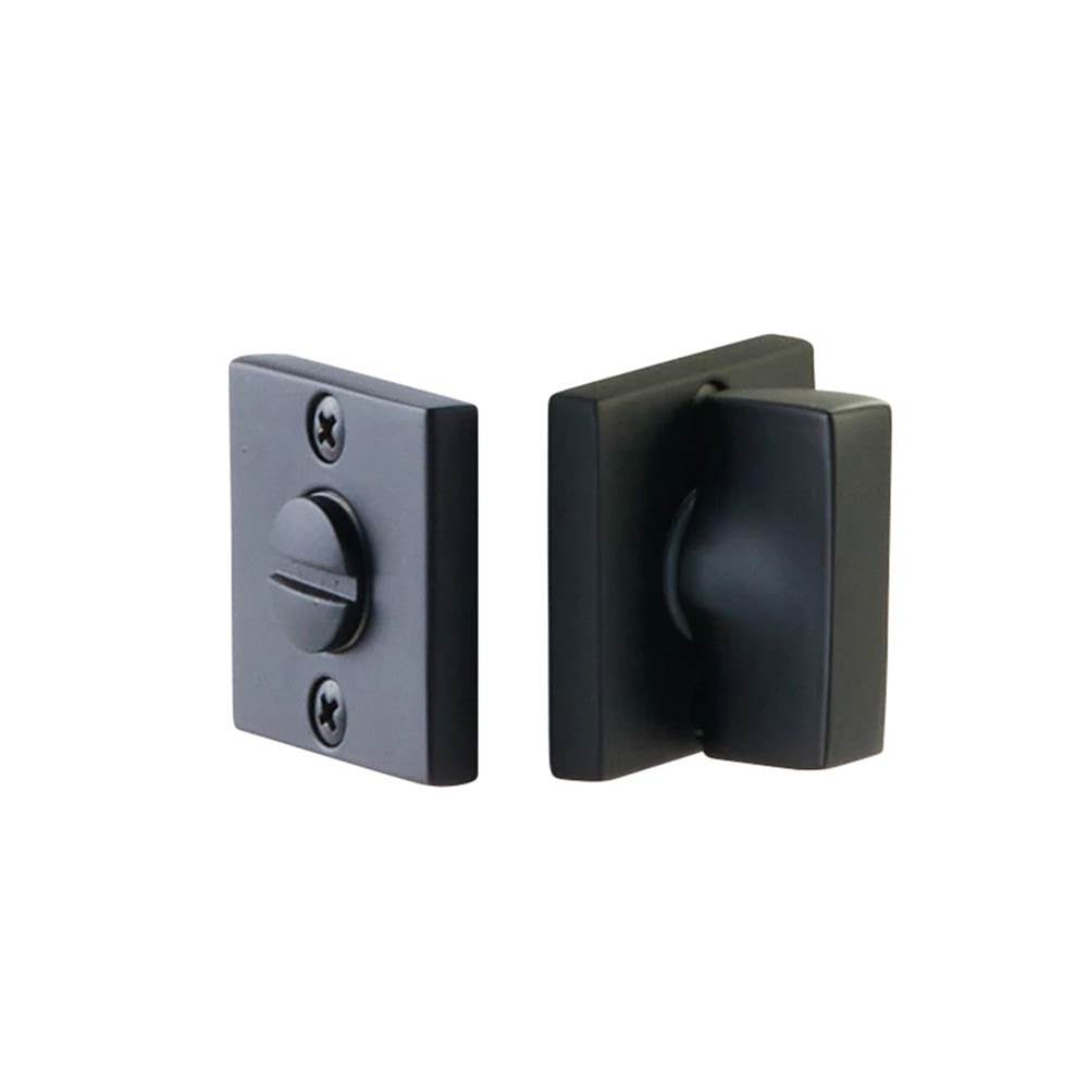 Emtek - Thumbturn Privacy Bolt, Double Square Rosette US19, with Rectangular Thumbturn US19 - Flat Black