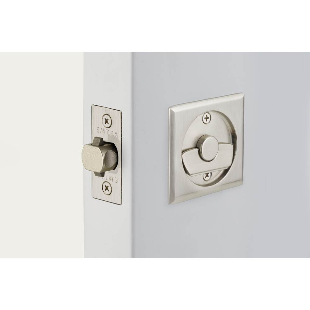 Emtek - Square Tubular Pocket Door Privacy, US15 - Satin Nickel