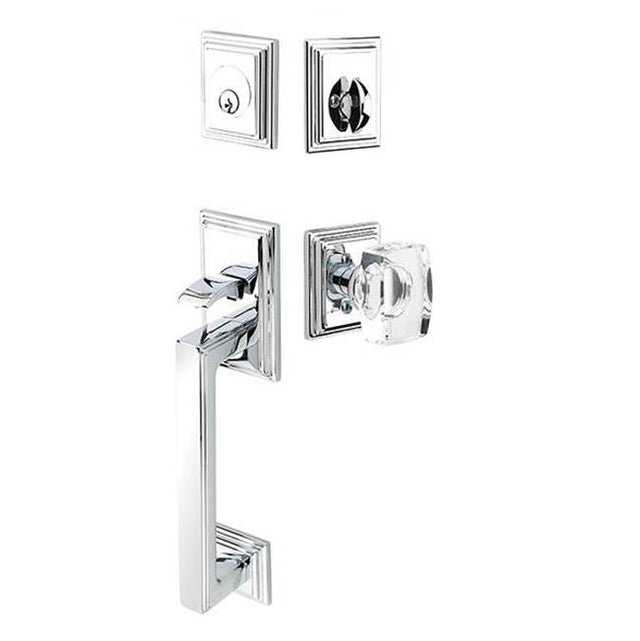 Emtek - Dbl Cyl, Hamden Tub Ent, Athena Lever, RH, US3NL - Unlacquered Brass