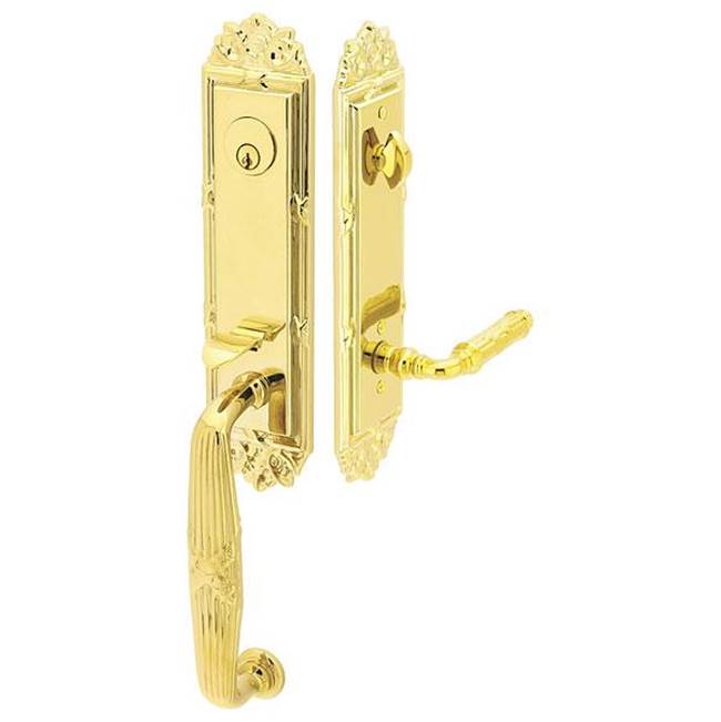 Emtek - Dummy, Ribbon and Reed Tub Ent, Arts and Crafts Lever, LH, US3NL - Unlacquered Brass