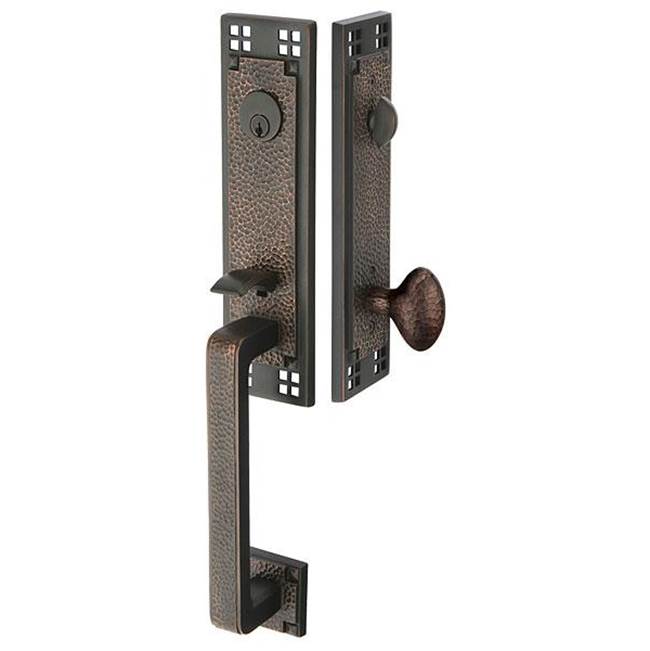 Emtek - Dbl Cyl, Arts and Crafts Tub Ent, Wembley Lever, LH, US3NL - Unlacquered Brass