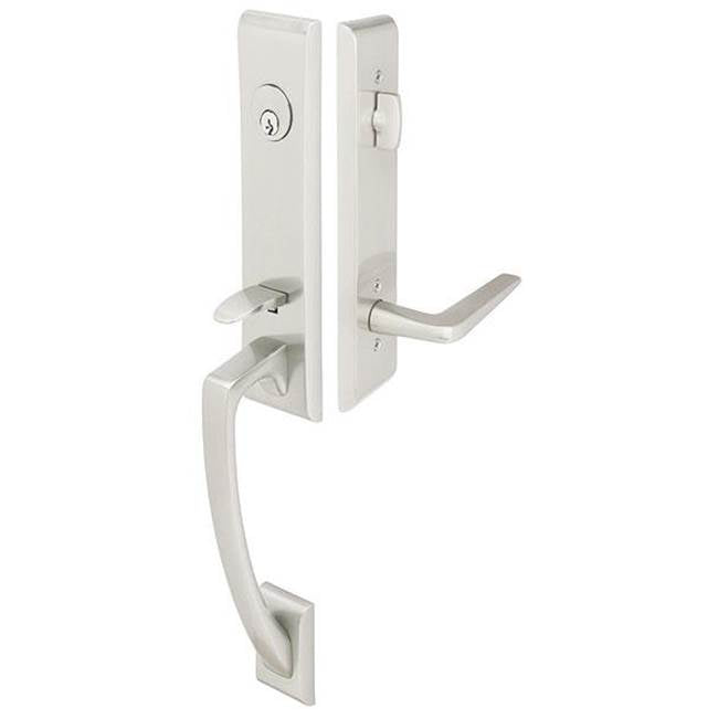 Emtek - Sgl Cyl, Apollo Tub Ent, Luzern Lever, LH, US3NL - Unlacquered Brass