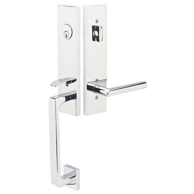 Emtek - Sgl Cyl, Davos Tub Ent, Diamond Crystal Knob, US3NL - Unlacquered Brass