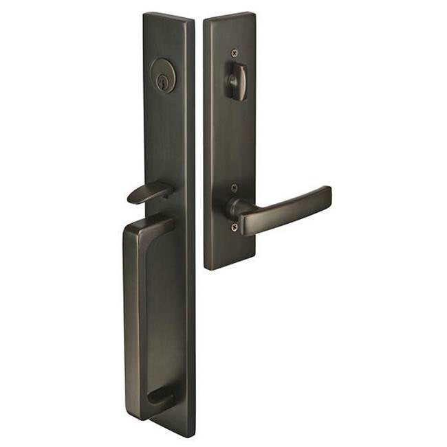Emtek - Sgl Cyl, Lausanne Tub Ent, Turino Lever, LH, US3NL - Unlacquered Brass