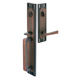 Emtek - Sgl Cyl, Arts and Crafts Full Length Tub Ent, Arts and Crafts Lever, LH, US3NL - Unlacquered Brass