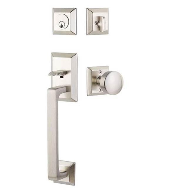 Emtek - Dummy, Transitional Heritage Sectional Tub, Lowell Crystal Knob, US4 - Satin Brass