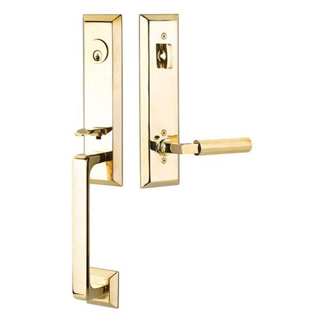 Emtek - Dummy, Transitional Heritage Monolithic Tub, Myles Lever, RH, US4 - Satin Brass