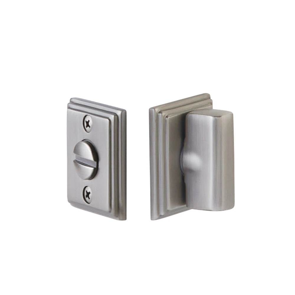 Emtek - Thumbturn Privacy Bolt, Double Wilshire Rosette US15A, with Rectangular Step Thumbturn US15A - Pewter