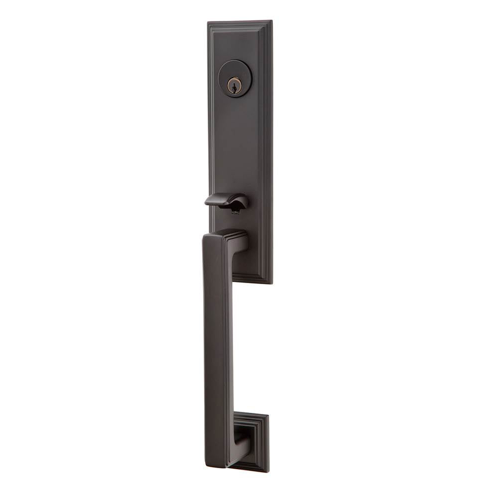 Emtek - Sgl Cyl, Wilshire Tub Ent, Arts and Crafts Lever, RH, US19 - Flat Black