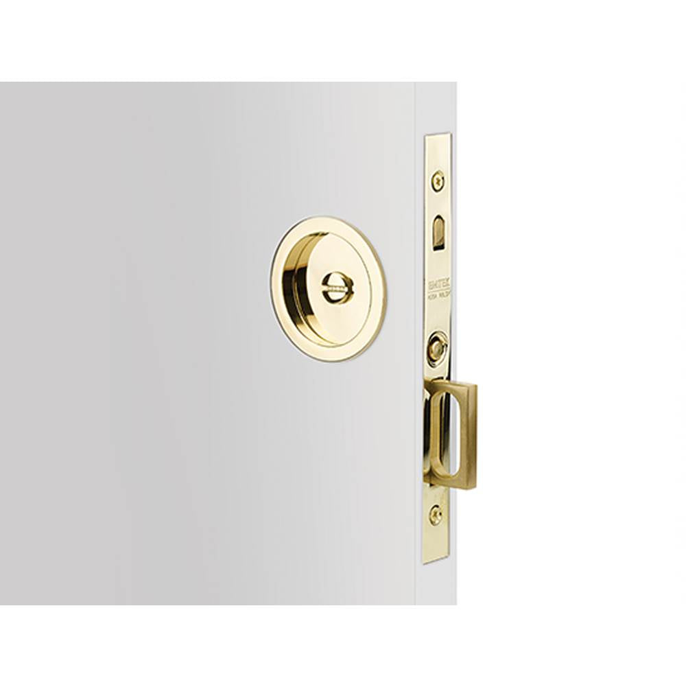 Emtek - Privacy, Round Pocket Door Mortise Lock, US3NL - Unlacquered Brass