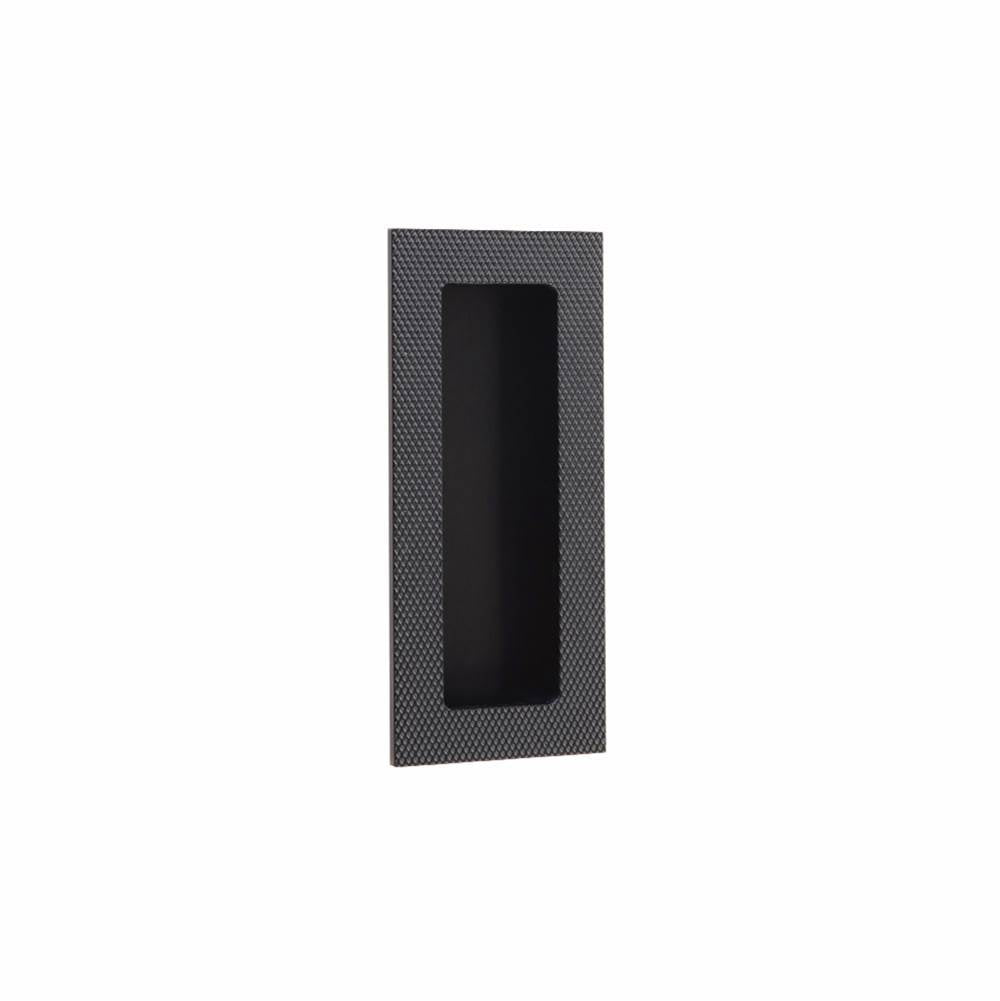 Emtek - Modern Rectangular, 4'' Knurled Flush Pulls with plain pocket, US10B - Oil Rubbed Bronze