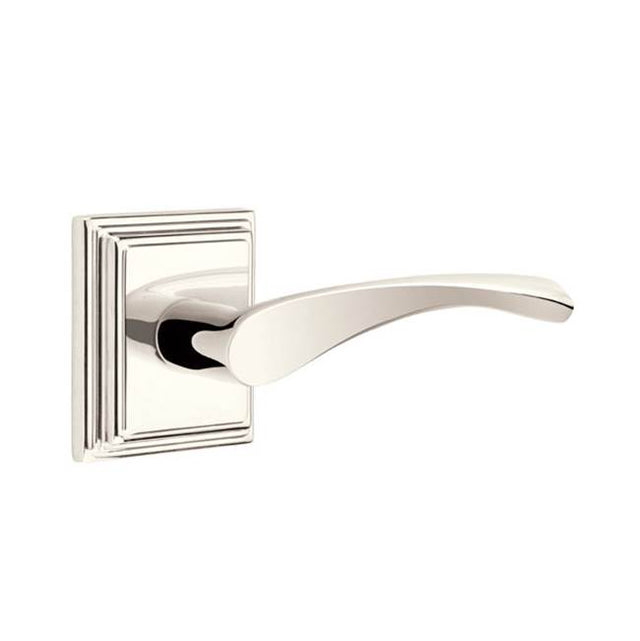 Emtek - Privacy, Wilshire Rosette, Triton Lever, LH, US14 - Polished Nickel