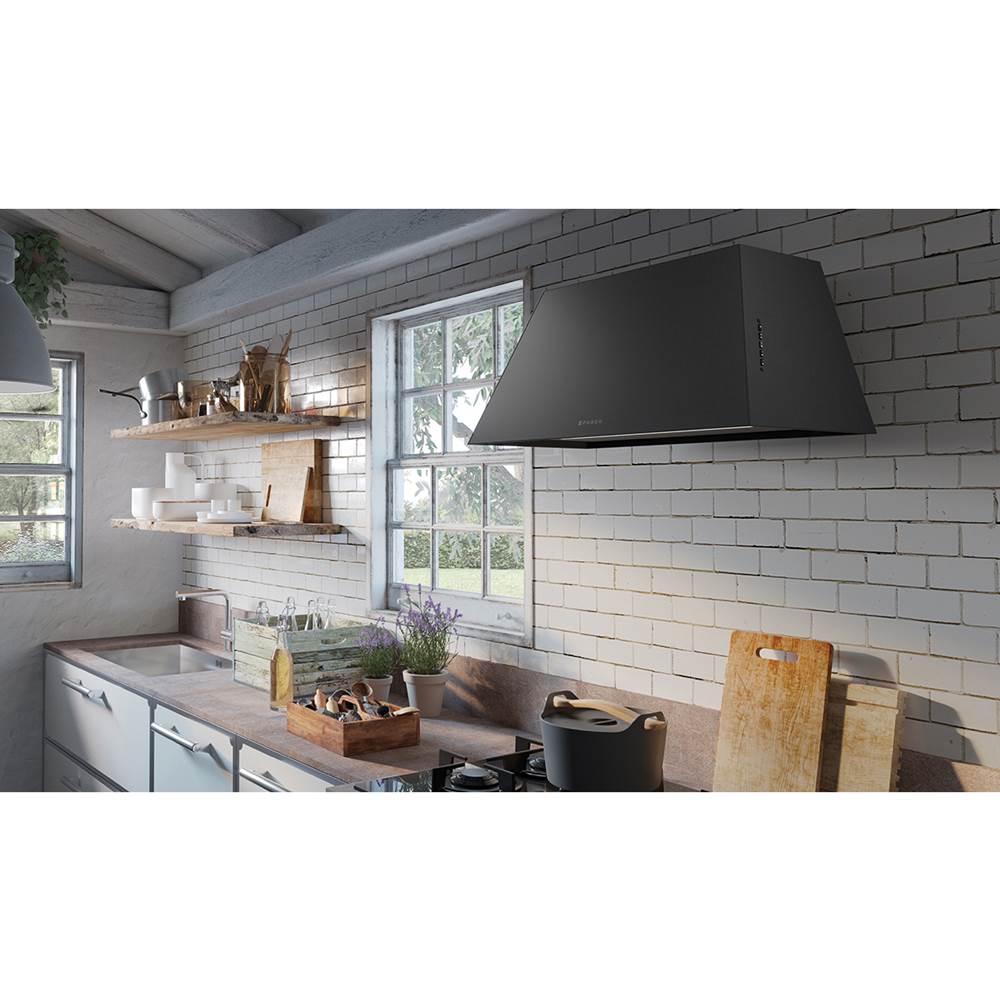 Designer Series Wall Hood Painted Black with 600 cfm Class Blower, 36'' W