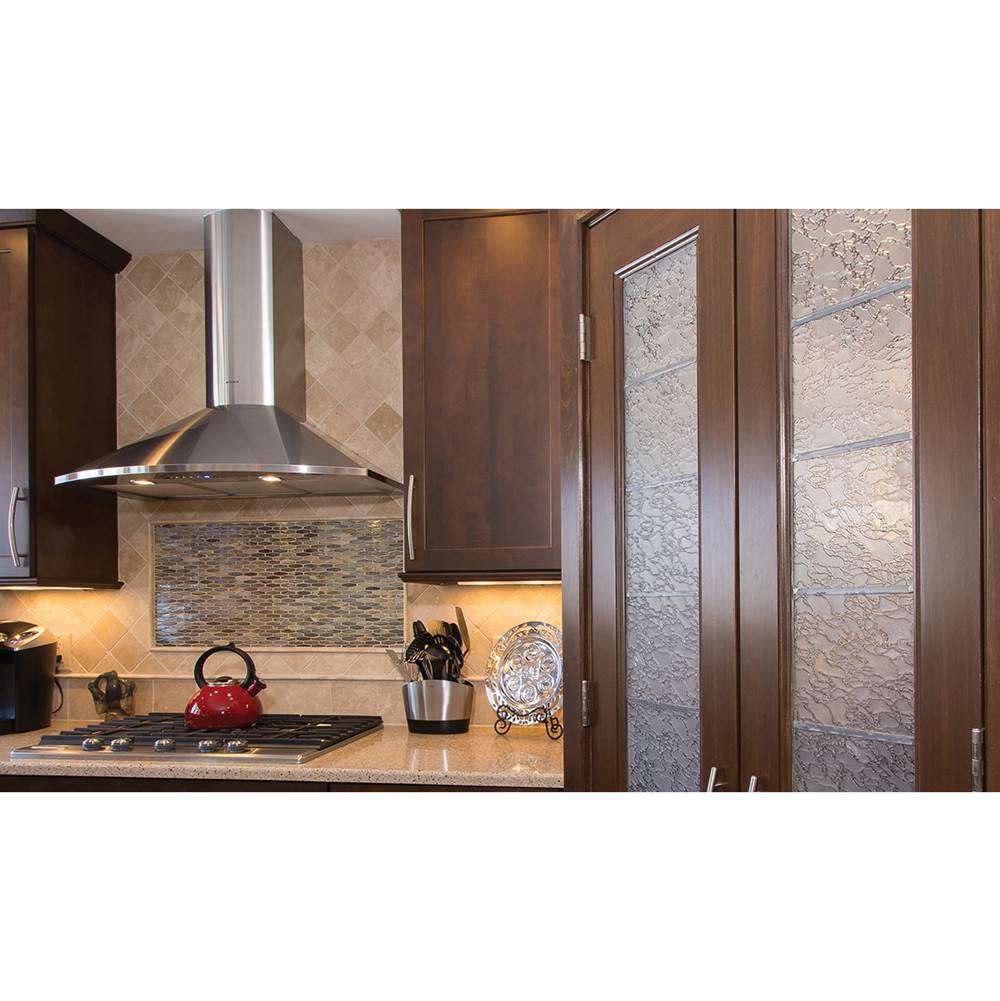 Rounded Pyramid Shape Wall Hood with 600, 395 or 295 VAM Blower, 30'' W, Stainless Steel