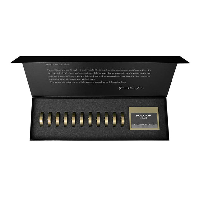 Fulgor Milano - Small Bezel Accessory Kit - 6 Bezels & 1 Faceplate For Sofia Nameplate - Brushed Brass - Brushed Brass