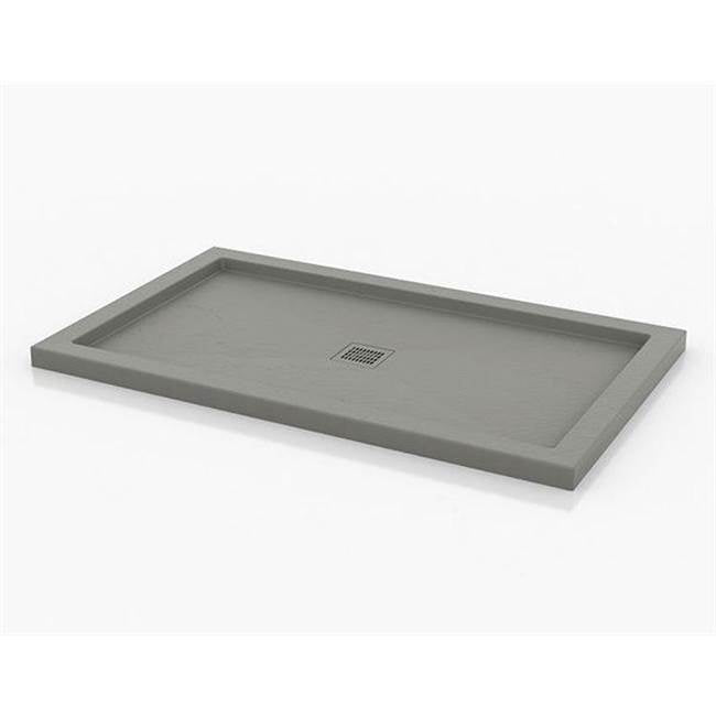 Fleurco - TAVIA BASE /SLATE TEXTURE /36 x 48 /WHITE /WITH METAL GRID - White