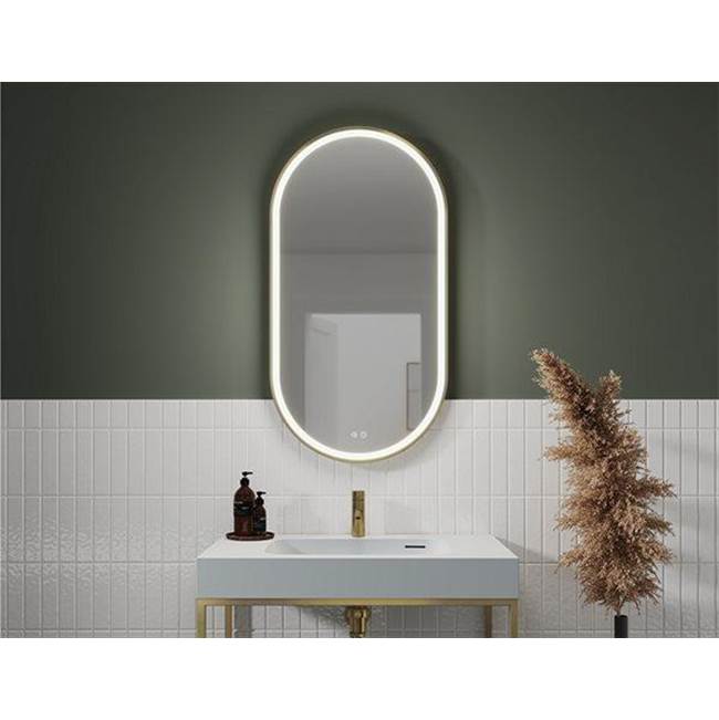 Fleurco - MAGNA OBLONG FRAMED MIRROR 20'' W x 39'' H +DEFOG +LIGHT, BLACK - Black