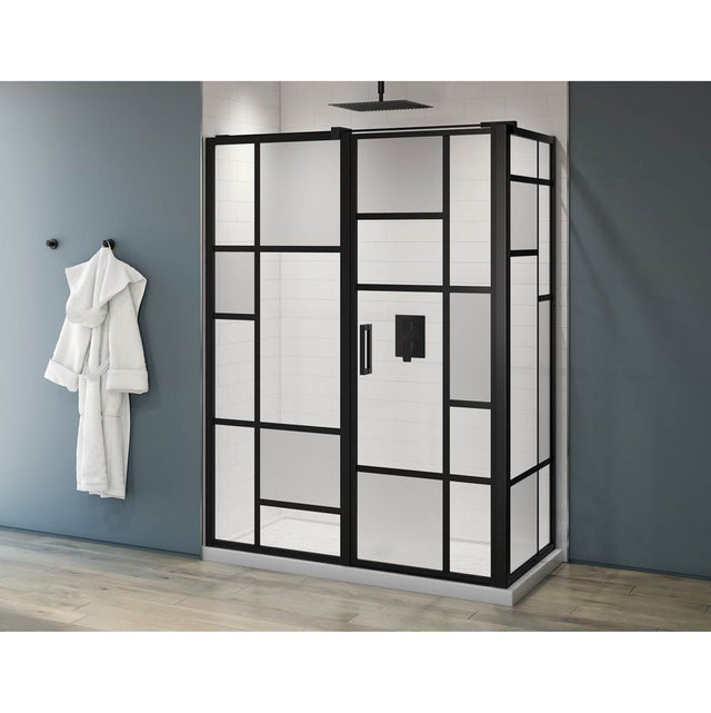 Fleurco - CARO PIVOT 2 SIDED / 48 X 32 / MATTE BLACK / MIST + CLEAR GLASS - Matte Black