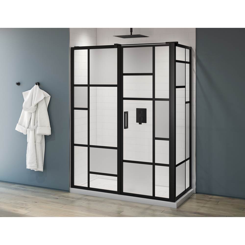 Fleurco - CARO PIVOT 2 SIDED / 60 X 32 / MATTE BLACK / MIST + CLEAR GLASS - Matte Black