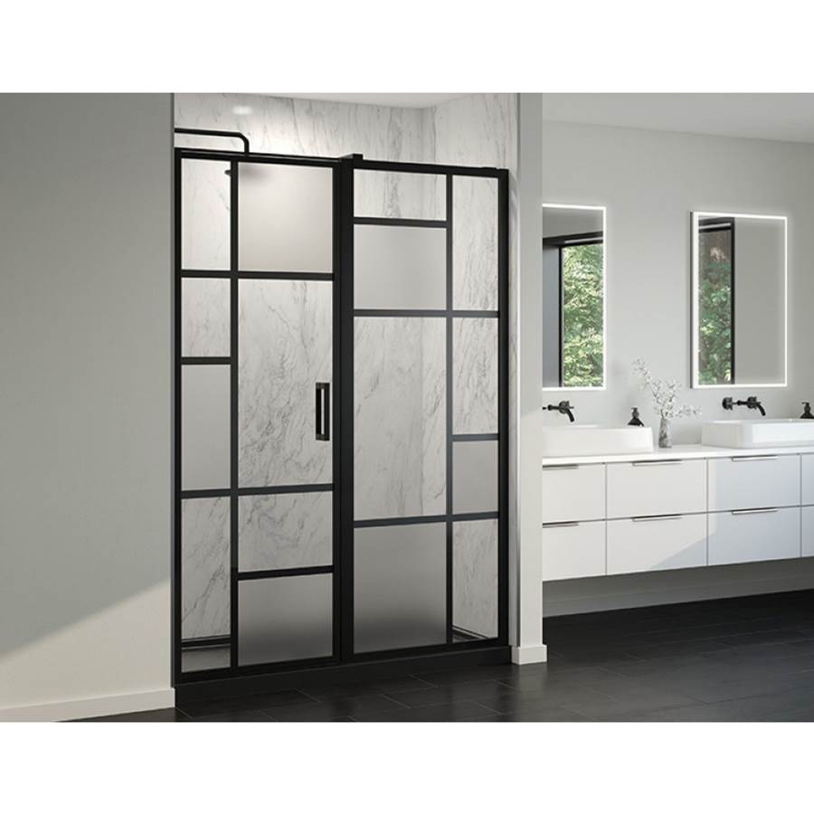 Fleurco - CARO PIVOT DOOR / 60 X 79 /MATTE BLACK / MIST + CLEAR GLASS - Matte Black