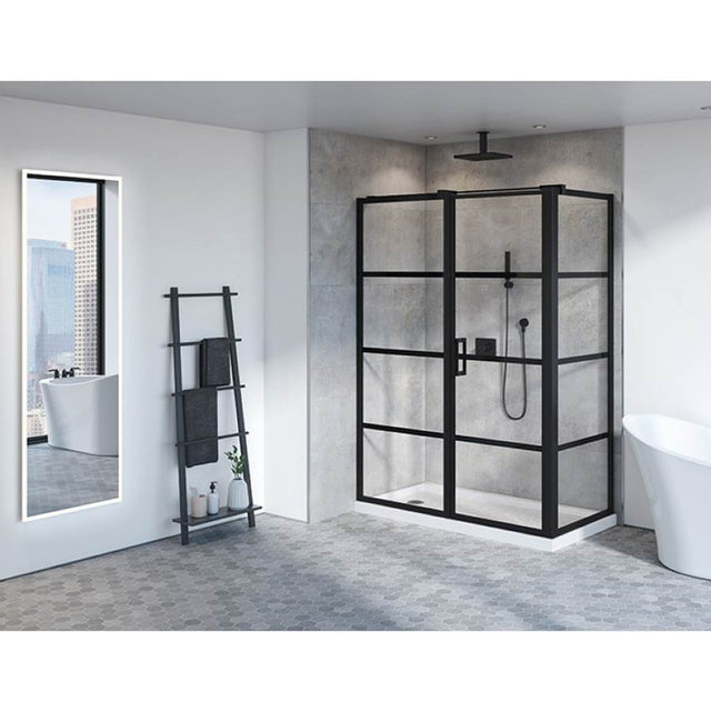 Fleurco - LATITUDE PIVOT 2-SIDED/54''X32''/79''H/8MM/MAT BLK/CLR/BLK STRIPE - Matte Black
