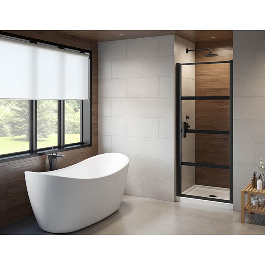 Fleurco - LATITUDE PIVOT DOOR / MATTE BLACK / GRID / 33'' - Matte Black