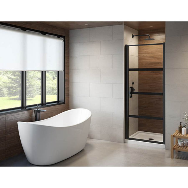 Fleurco - LATITUDE PIVOT DOOR / MATTE BLACK / GRID / 29'' - Matte Black