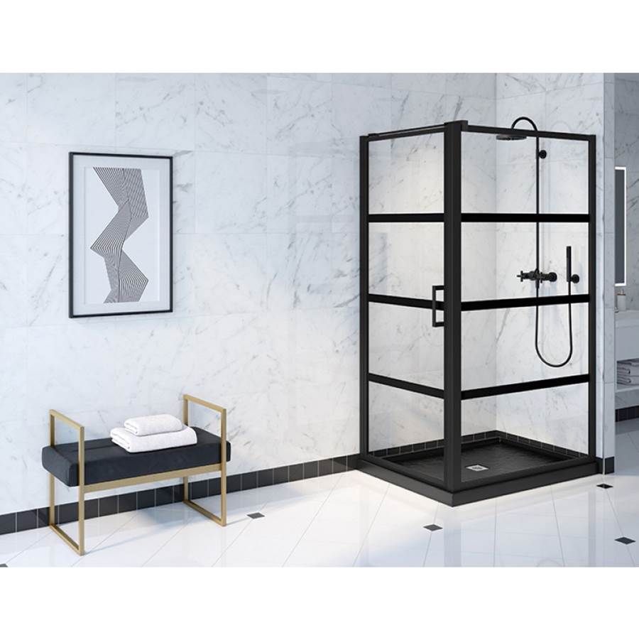 Fleurco - LATITUDE PIVOT CORNER CUBE/36X42/MATTE BLACK - Matte Black