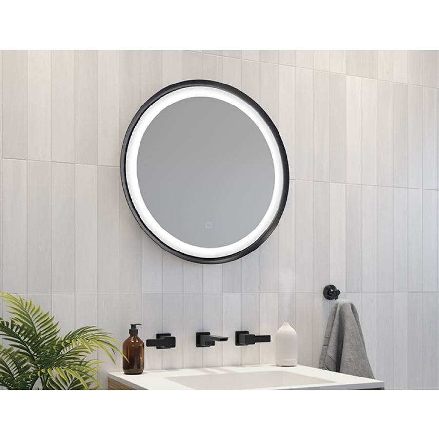 Fleurco - SOLIIS MIRROR 30'' ROUND BLACK / WITH DEFOGGER & DIMMER - Black