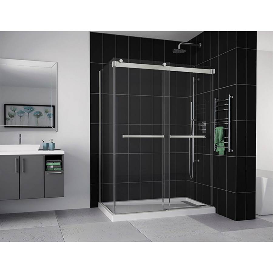 Fleurco - GEMINI PLUS TUB 65 x 32/BRUSHED NICKEL/10MM/LEFT/SEKUR+ - Brushed Nickel