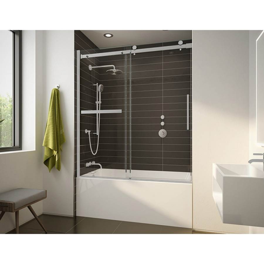 Fleurco - NOVARA PLUS BAIN 60''W/BRUSHED NICKEL/RIGHT/TOWEL BAR/SEKUR+ - Brushed Nickel