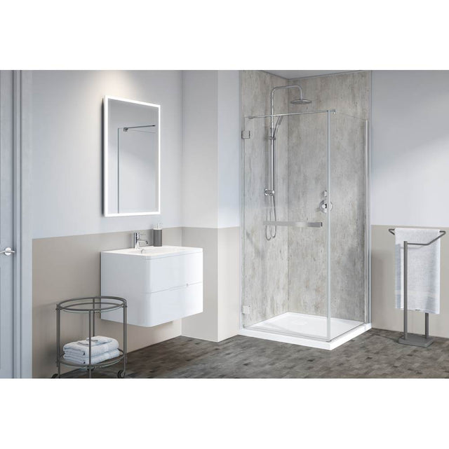 Fleurco - FIBO CORNER WALL PANEL KIT 38X38 |CRACKED CEMENT - Cracked Cement