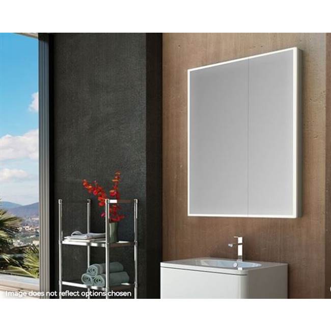 Fleurco - LUNA HALO LIGHTED MEDICINE CABINET/BI-VIEW/FLAT/30''X36'' - Sandblasted