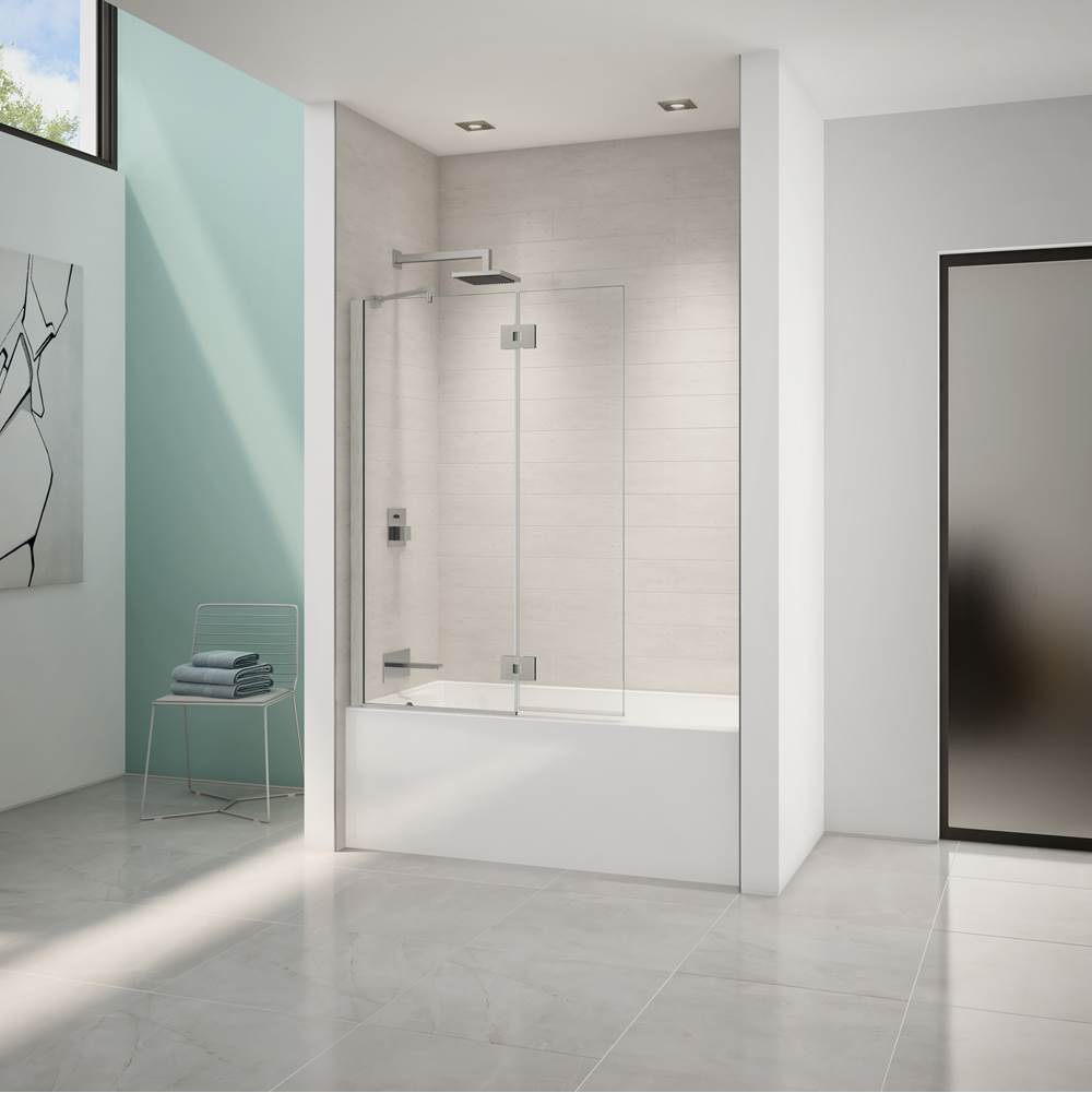 Fleurco - EVOL SQ TUB SHD/58''H/10MM/BR NK/CLR/RCT HG - Brushed Nickel