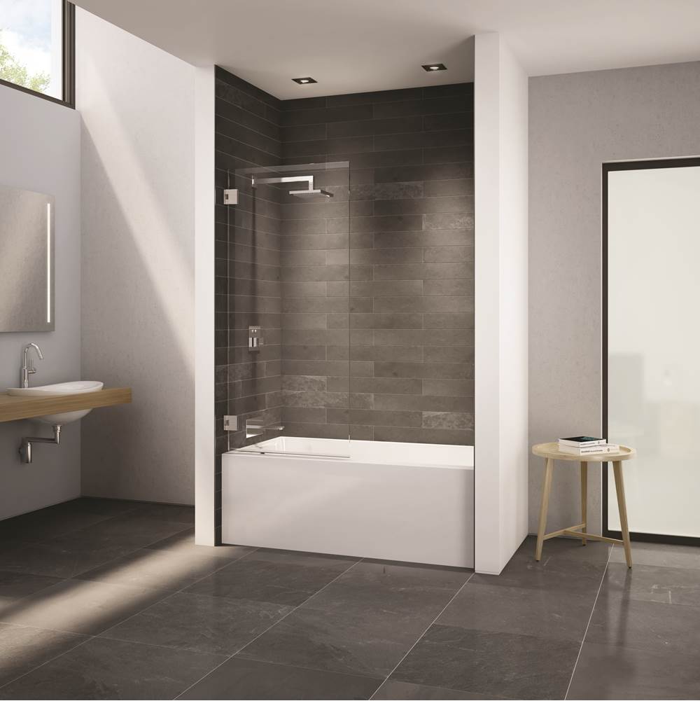Fleurco - SOLO SQ TUB SHD/29'' W X 63''H/10MM/BR NK/CLR/RCT HG - Brushed Nickel
