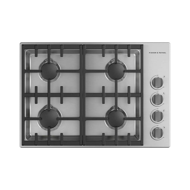 Fisher & Paykel - 30'' Drop-in Cooktop, 4 Burner with Halo Dials, Natural Gas