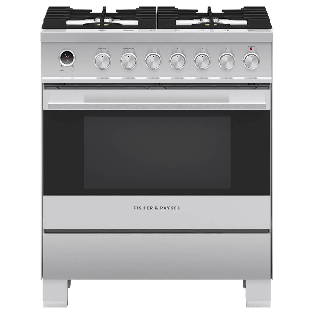 Fisher & Paykel - 30'' Range, 4 Burners, Self-cleaning, with Hob Rail